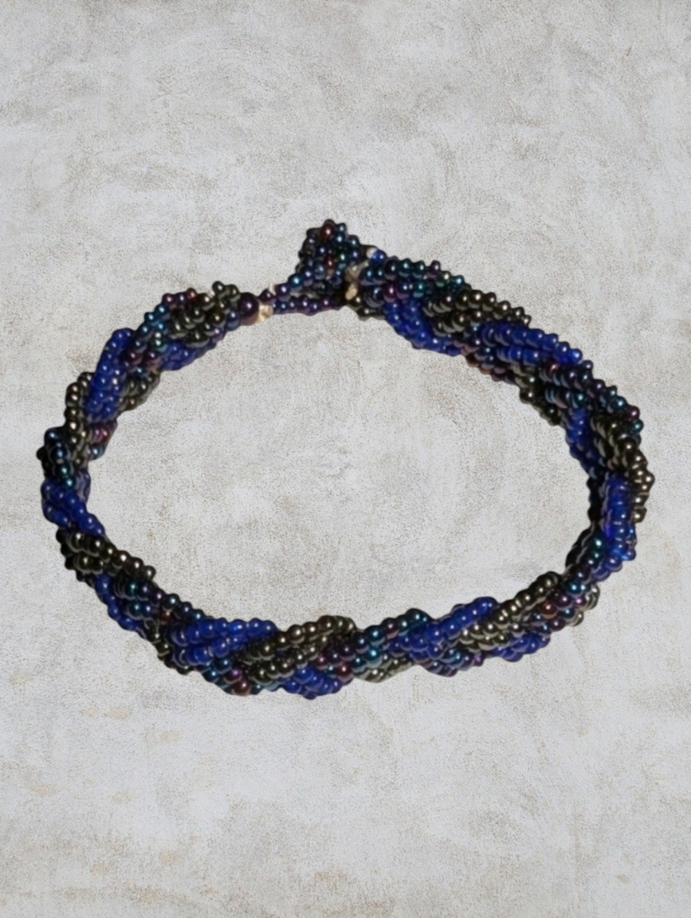 Blue and Purple Iris Bead Woven Bracelet New